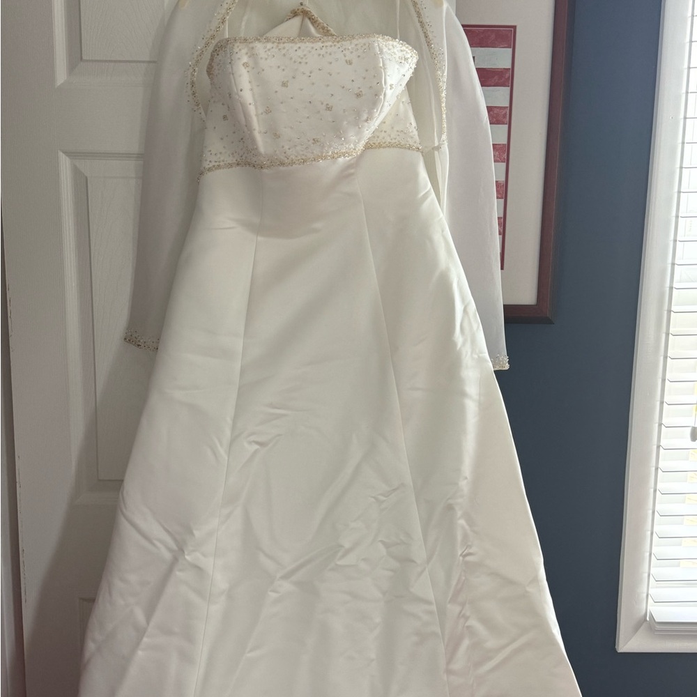 Stunning Ivory Wedding Gown with Gold Accents